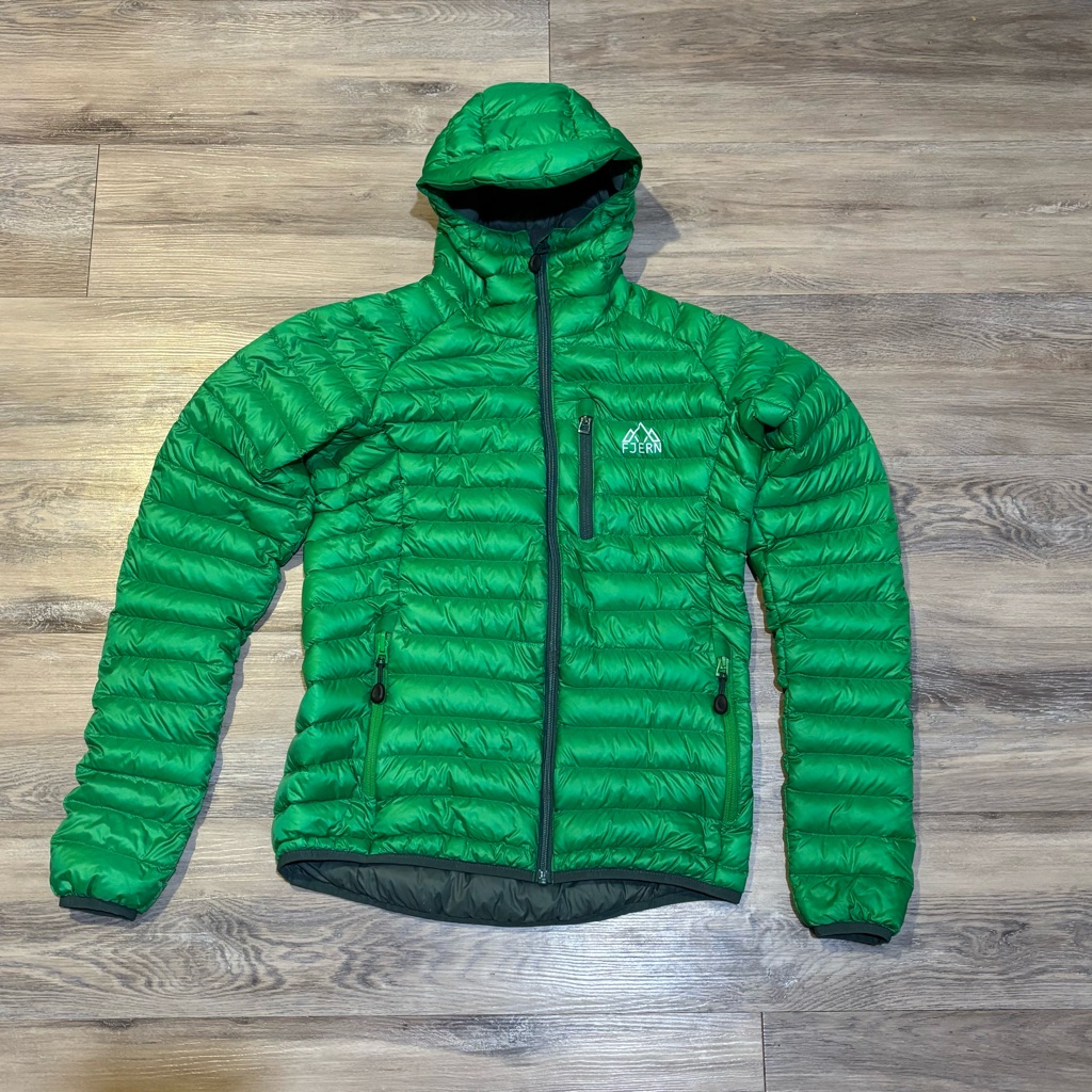 Fjern Aktiv Green Hooded Puffer Insulated 700 Fill Goose Down Coat Sz Small